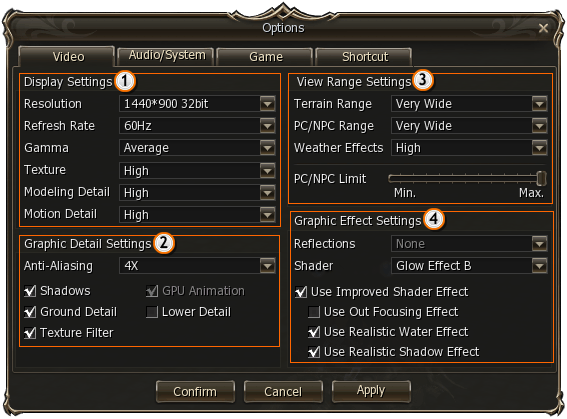 Lineage Video Options